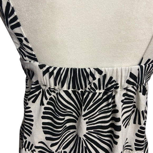 LOFT Firework Tiered Square Neck Midi Dress Size XS Black White Linen Sundress - Picture 9 of 12